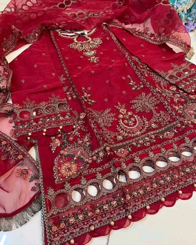 Premium Pakistani Inspired Party Dress - Elegant Organza Collection